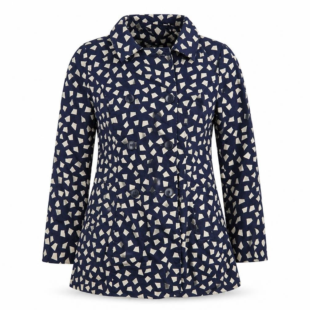 Debenhams Womens Blue Geometric  Pea Coat Coat Size 10