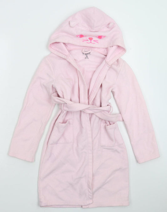 OshKosh B’gosh Girls Pink Solid Fleece Kimono Robe Size 10 Years