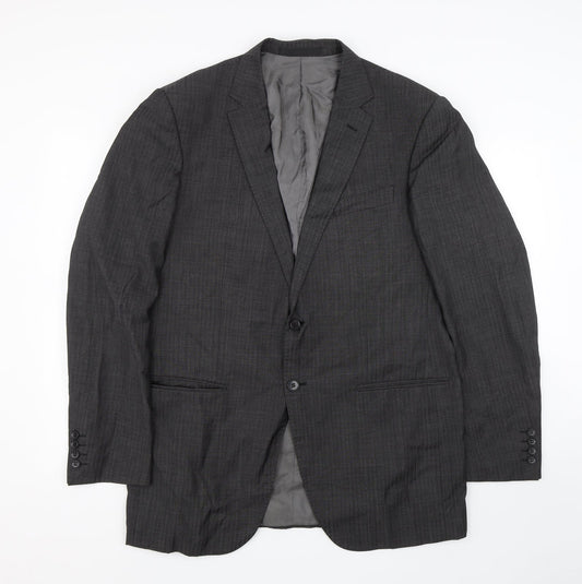 M&S Mens Black Striped  Jacket Suit Size 42