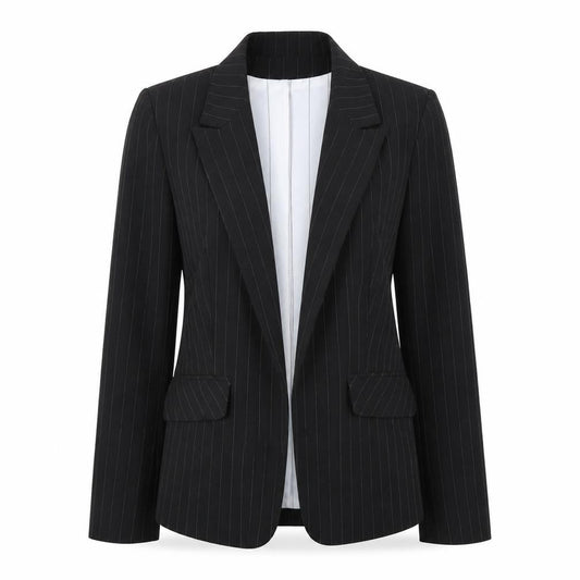 Marks & Spencer Womens Black Striped  Jacket Suit Size 14