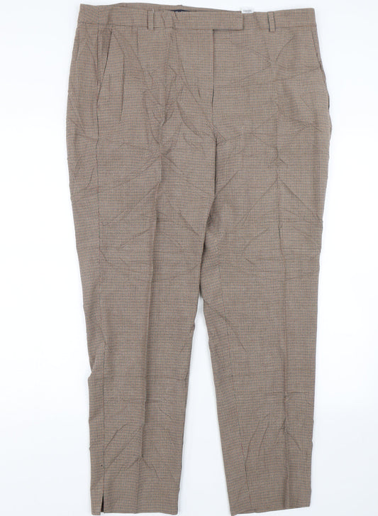 M&S Womens Brown Houndstooth  Trousers  Size 18 L27 in