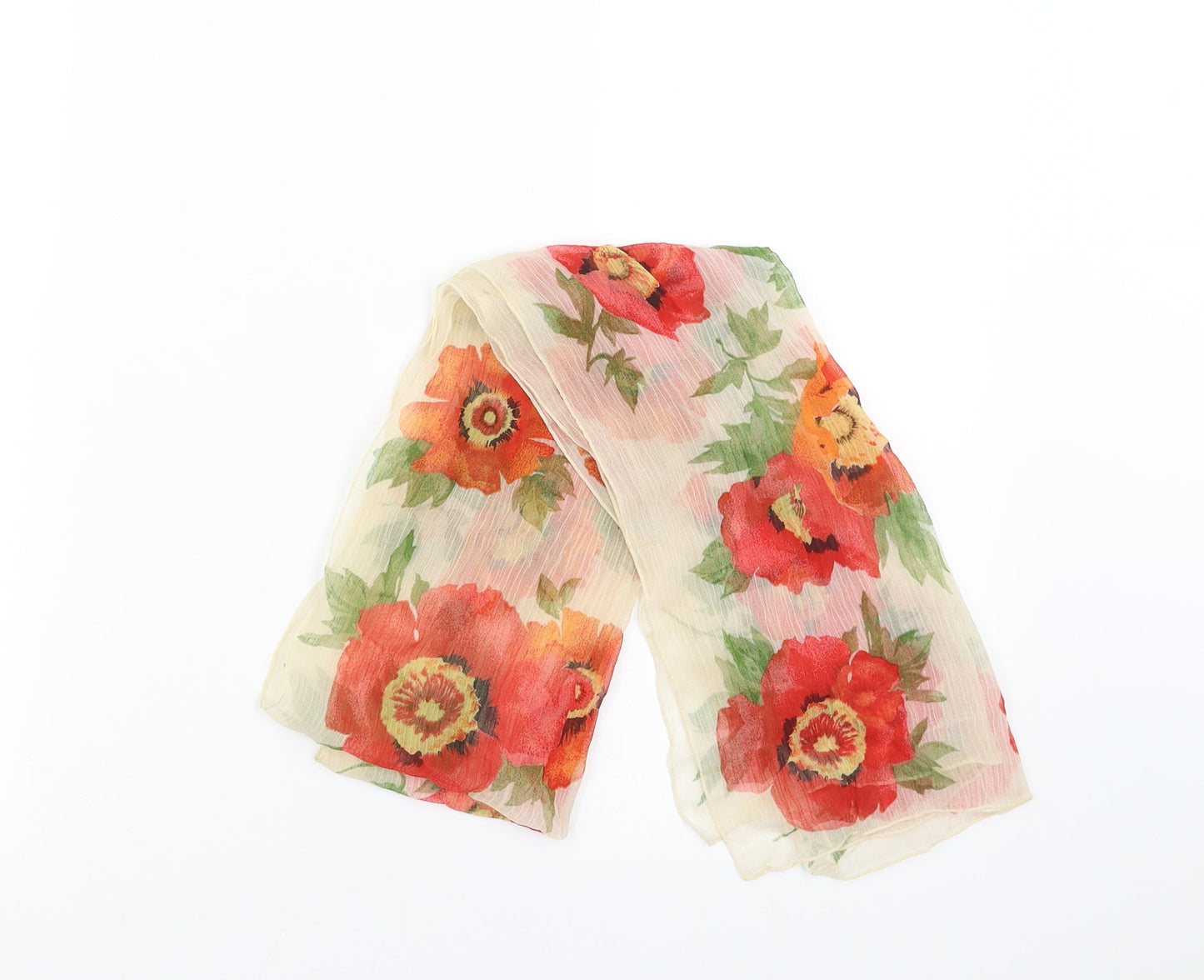 Preworn Womens Beige Floral   Scarf