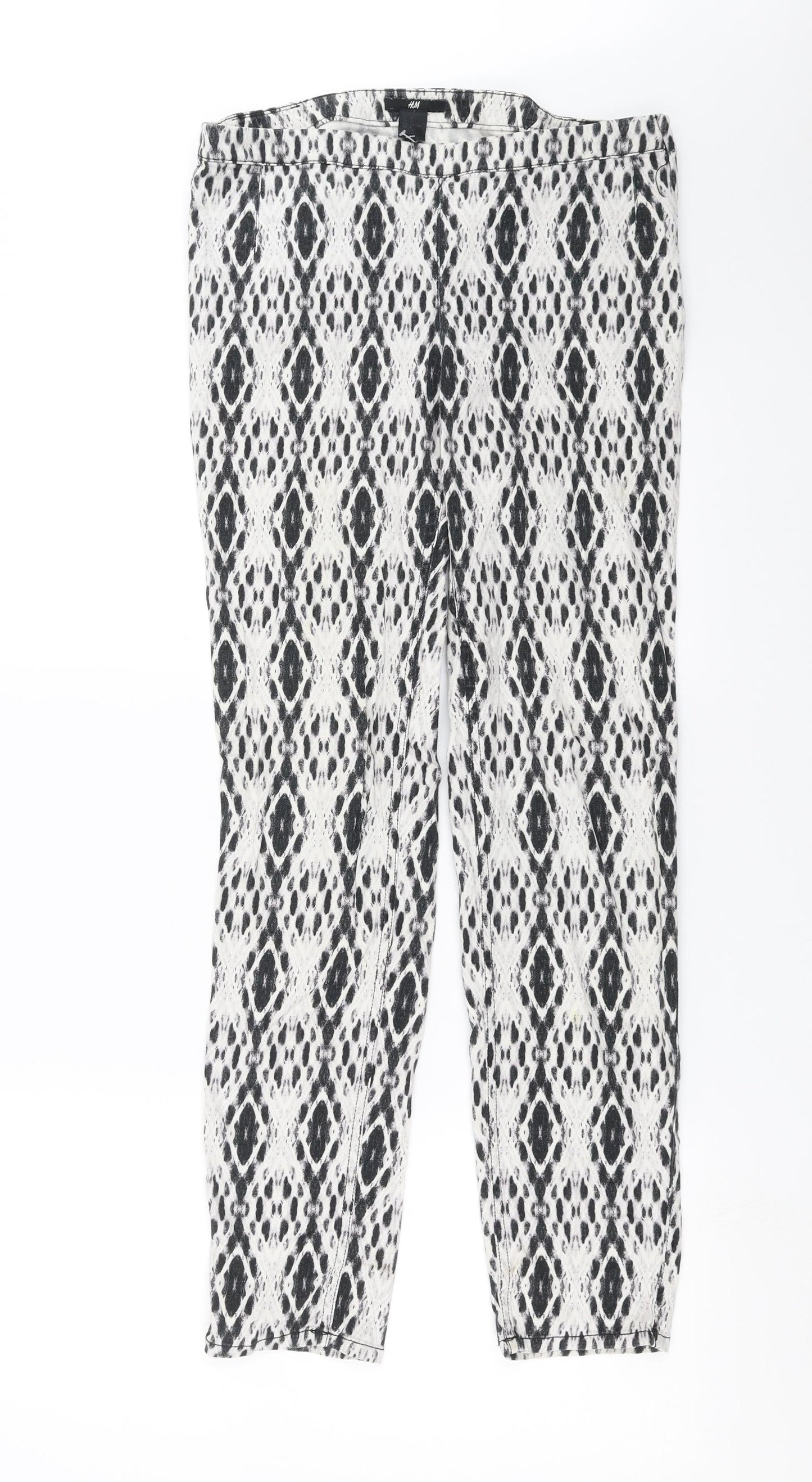 H&M Womens White Geometric Denim Jegging Jeans Size 10 L29 in