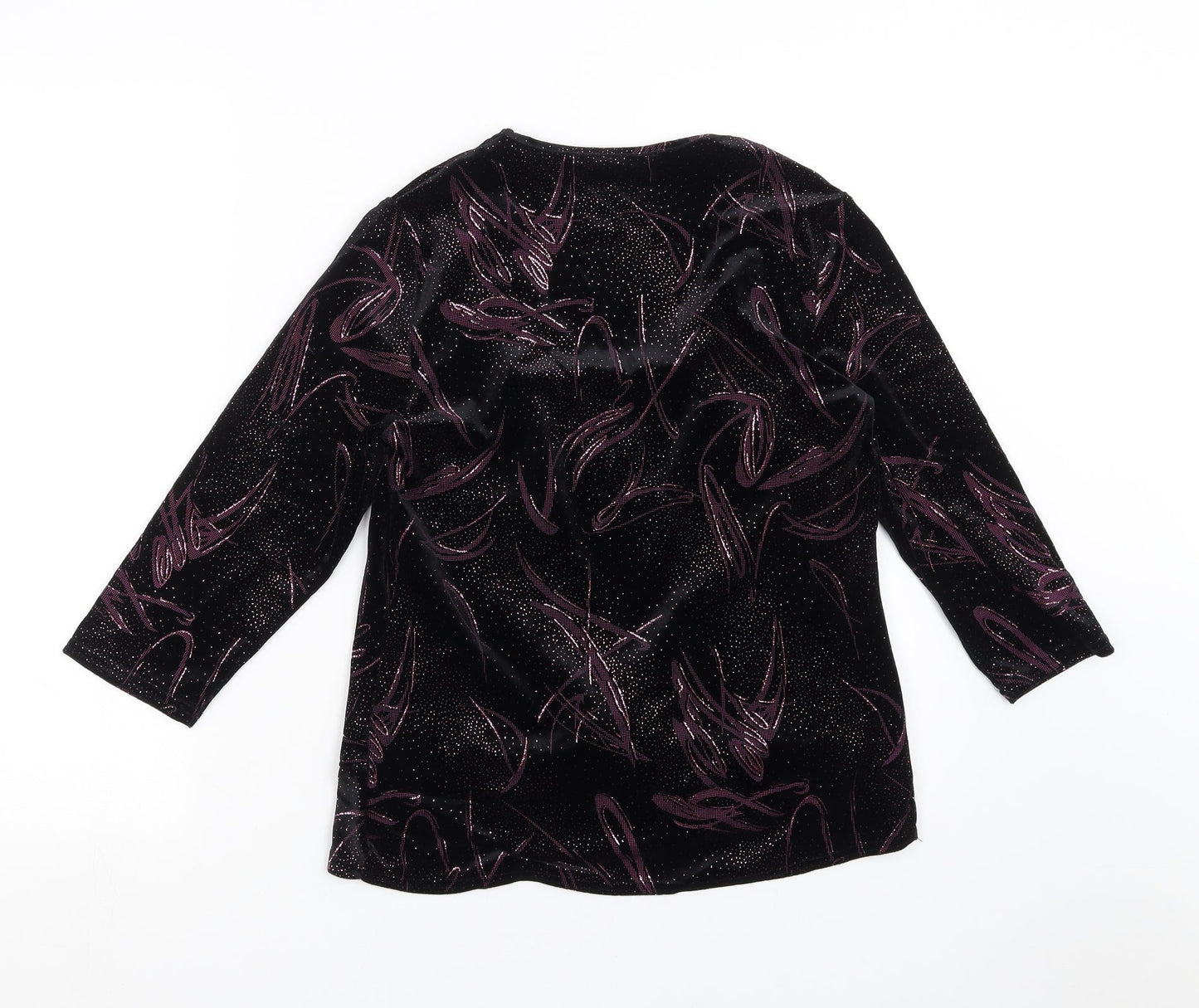 BM Womens Black Geometric  Basic Blouse Size 12  - Twist front