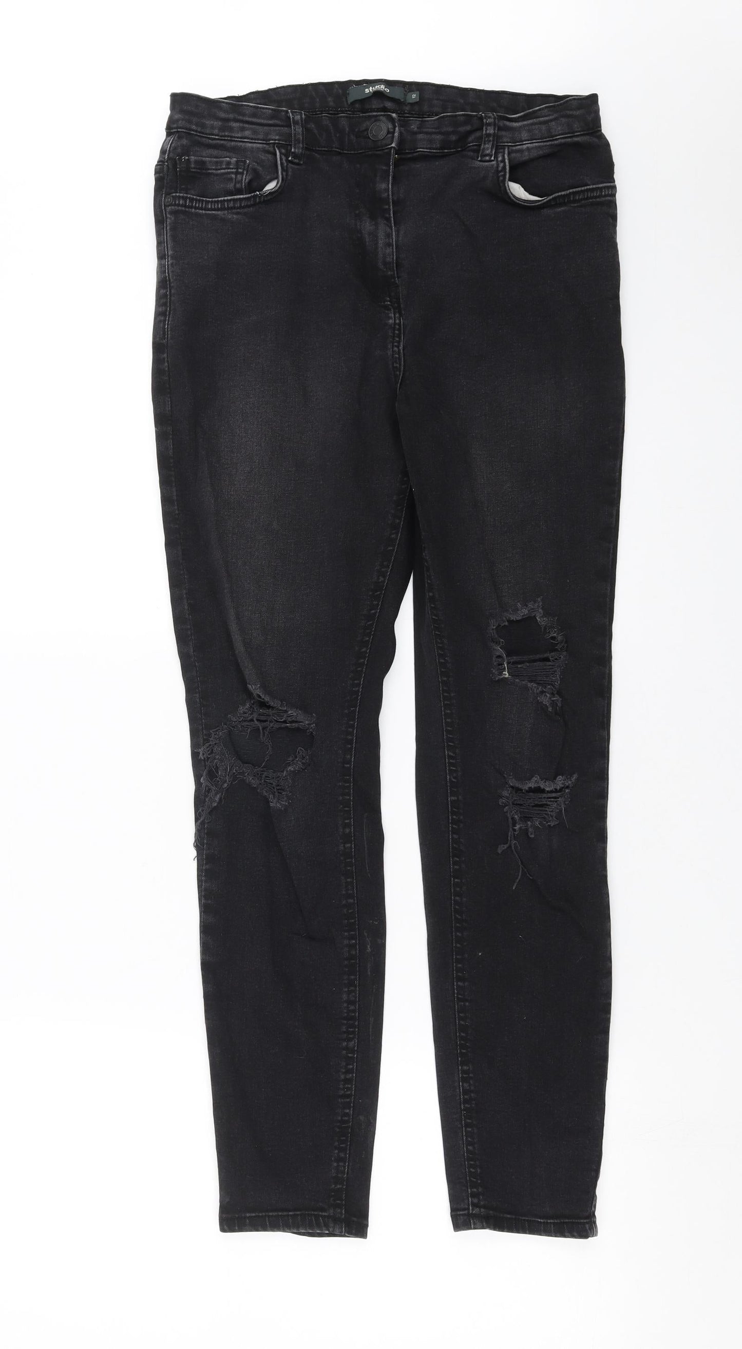 Studio Denim Womens Black  Denim Skinny Jeans Size 12 L28 in