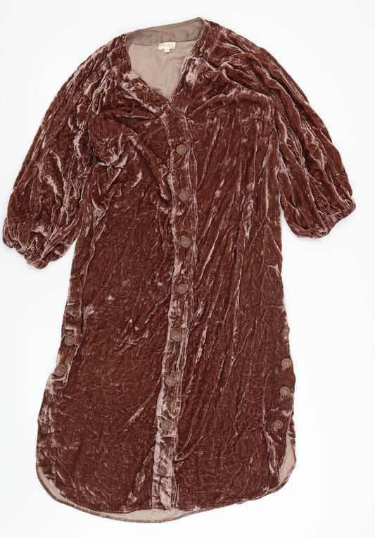 Miraka Womens Brown   Shirt Dress  Size XS