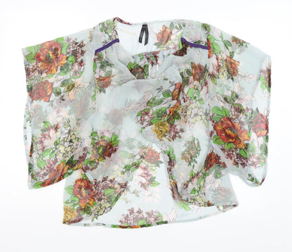 Influence Womens Blue Floral  Wrap Jumper Size 8