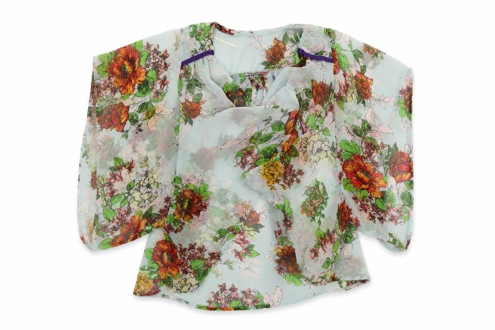 Influence Womens Blue Floral  Wrap Jumper Size 8