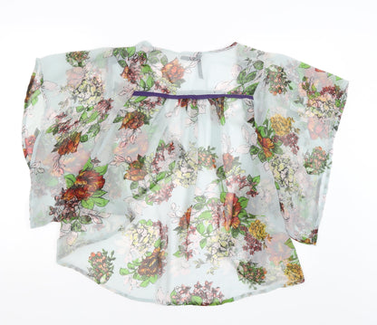 Influence Womens Blue Floral  Wrap Jumper Size 8