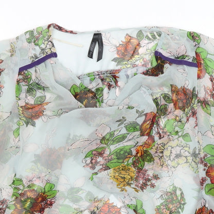 Influence Womens Blue Floral  Wrap Jumper Size 8