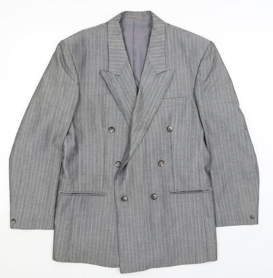 Preworn Mens Grey Striped  Jacket Blazer Size L