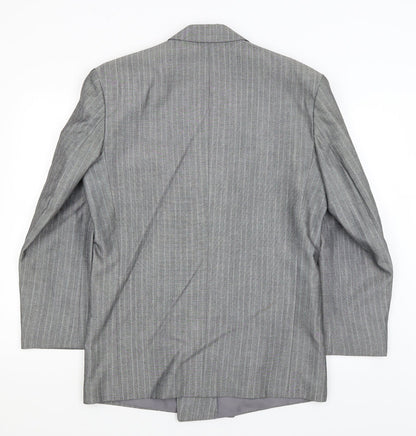 Preworn Mens Grey Striped  Jacket Blazer Size L