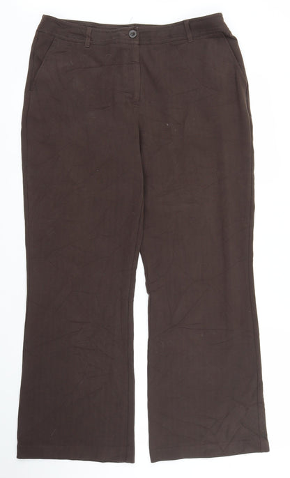 Additional front view of Soon women’s brown trousers, size UK 14, 28-inch leg