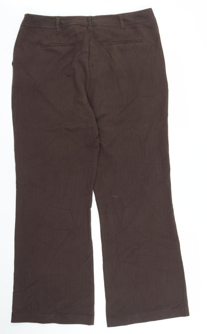 Back view of Soon women’s brown trousers, size UK 14, 28-inch leg