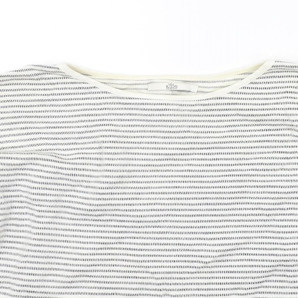 M&Co Girls White Striped  Pullover Jumper Size 12-13 Years