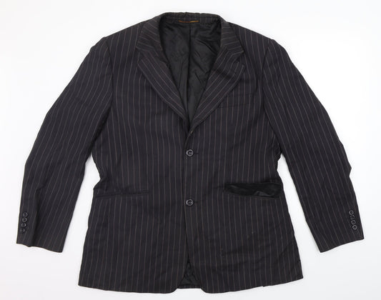 VOEUT Mens Grey Striped  Jacket Suit Jacket Size S