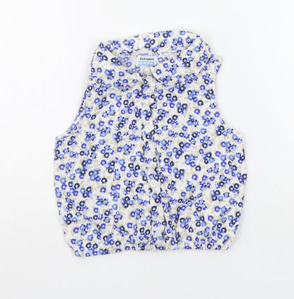 Front view of Old Navy girls’ white geometric basic tank, size 2, years