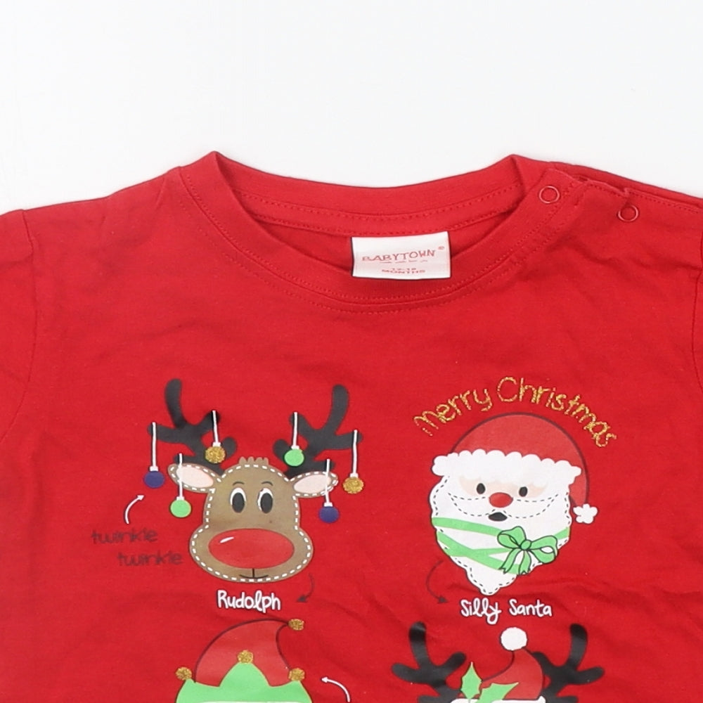 Babytown Boys Red   Basic Polo Size 12-18 Months  - CHRISTMAS
