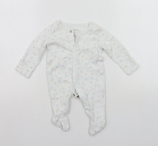 F&F Baby White Geometric  Babygrow One-Piece Size 0-3 Months