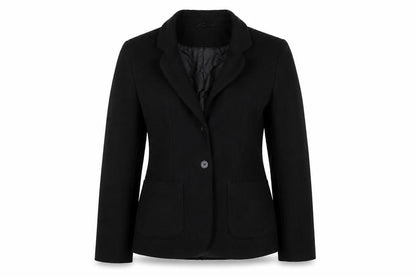 Front view of Atmosphere women’s black jacket coat, size UK 12