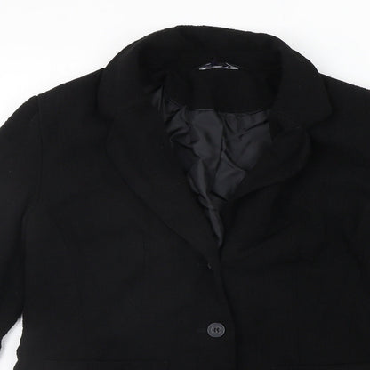 Close-up detail of Atmosphere women’s black jacket coat, size UK 12
