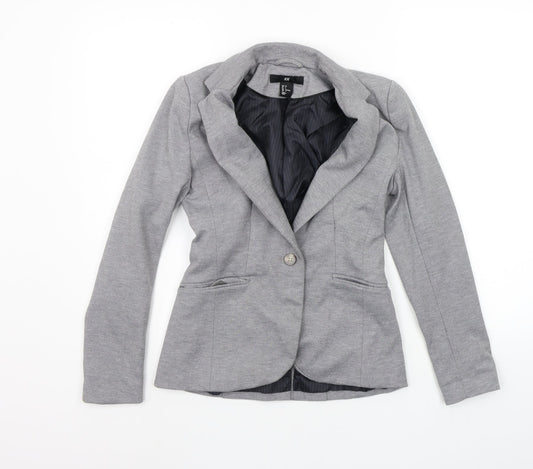H&M Womens Grey Striped  Jacket Suit Jacket Size 6