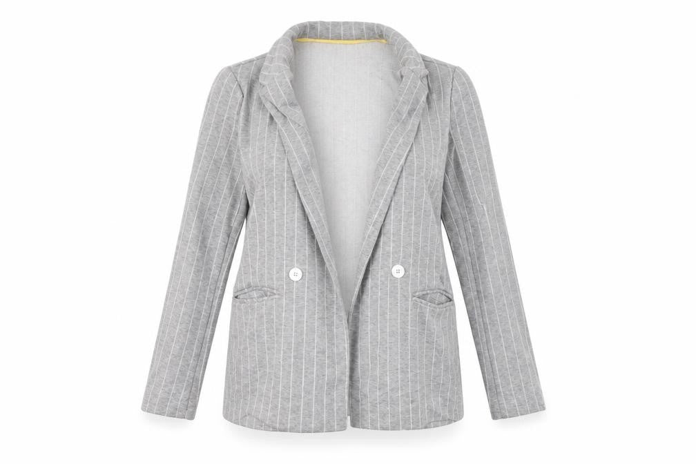 Topshop Womens Grey Striped  Jacket Blazer Size 8