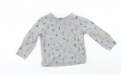 Additional front view of Tu boys’ grey geometric basic t-shirt, size 3-6, months
