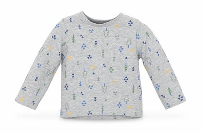 Front view of Tu boys’ grey geometric basic t-shirt, size 3-6, months