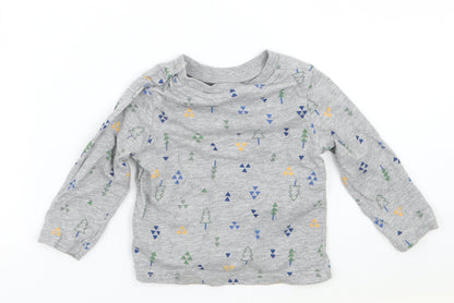 Back view of Tu boys’ grey geometric basic t-shirt, size 3-6, months