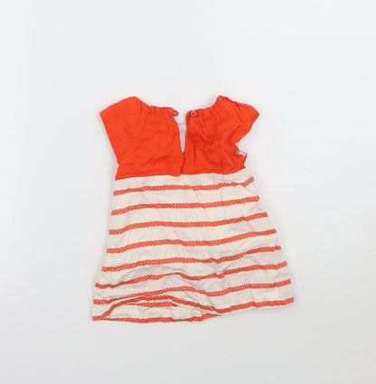 Back view of Gap girls’ orange striped a-line, size 3-6, months