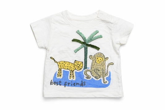 Front view of Marks & Spencer boys’ white basic t-shirt, size 0-3, months
