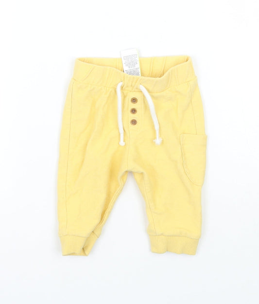 Marks and Spencer Girls Yellow   Sweatpants Trousers Size 3-6 Months