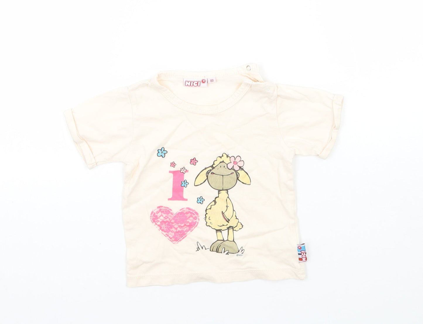 NICI Girls Beige   Basic T-Shirt Size 9-12 Months