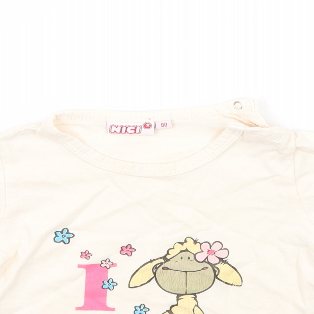 NICI Girls Beige   Basic T-Shirt Size 9-12 Months