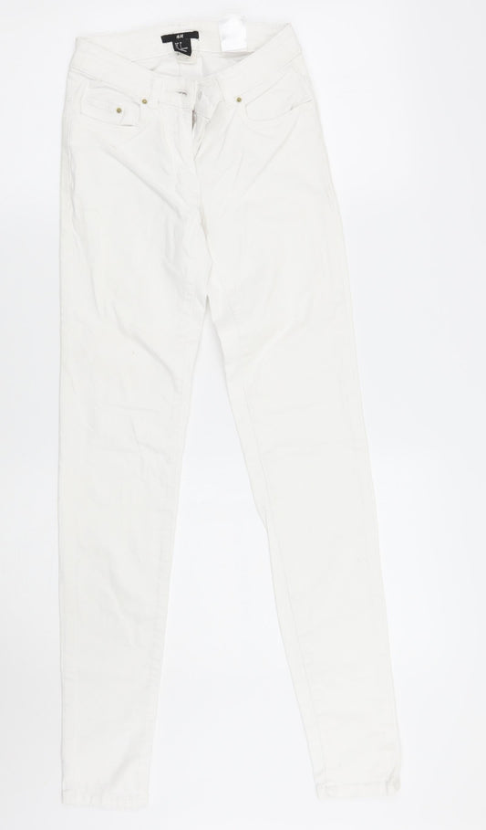 H&M Womens White   Skinny Jeans Size 2XS L30 in