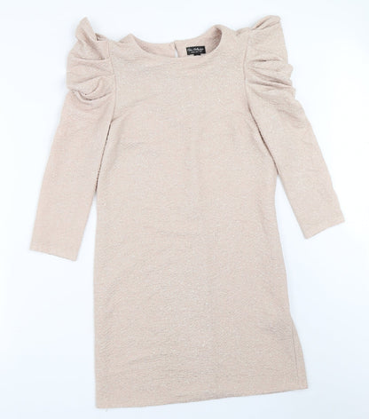 Additional front view of Miss Selfridge women’s beige bodycon, size UK 6