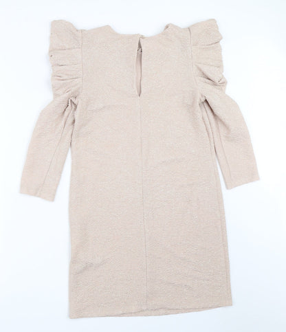 Back view of Miss Selfridge women’s beige bodycon, size UK 6