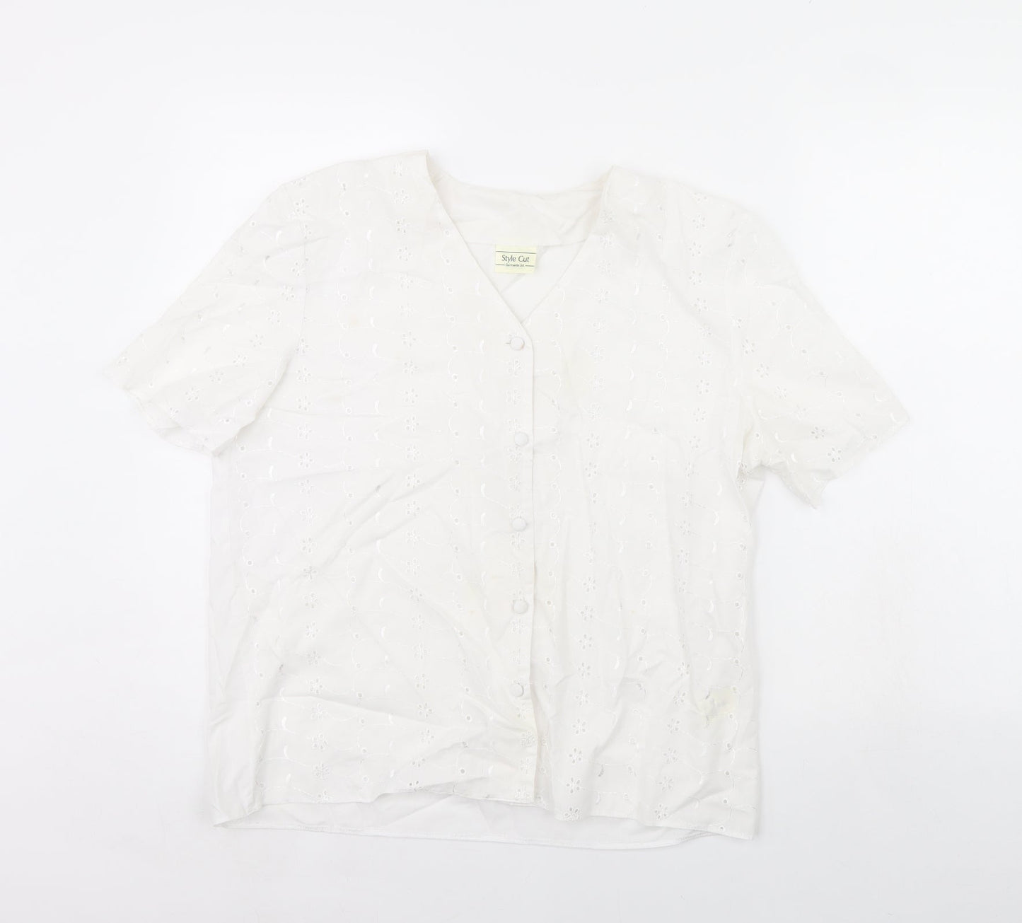 Style cut Womens White   Basic Button-Up Size 14