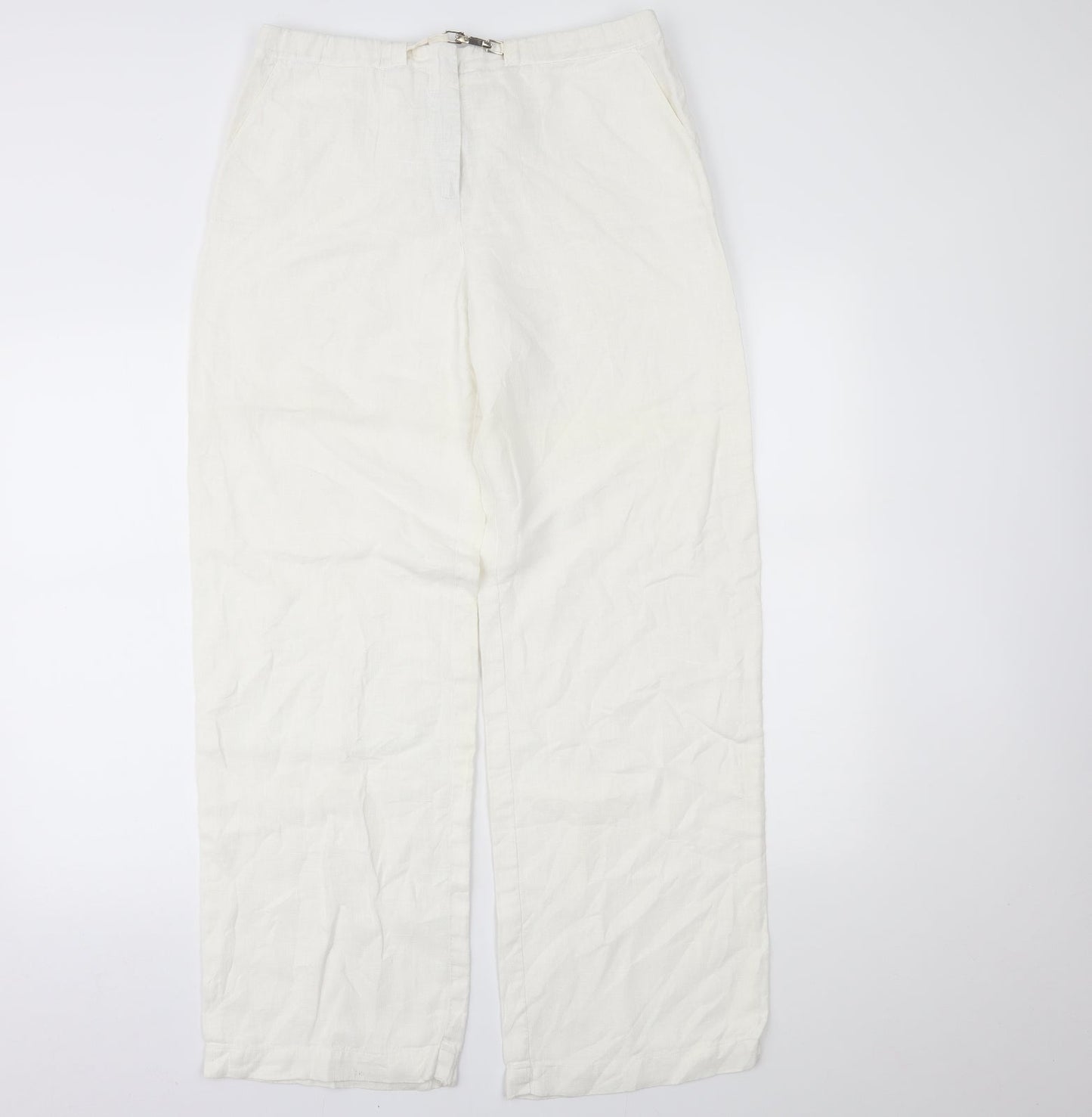 Molton Womens White   Trousers  Size 14 L28 in