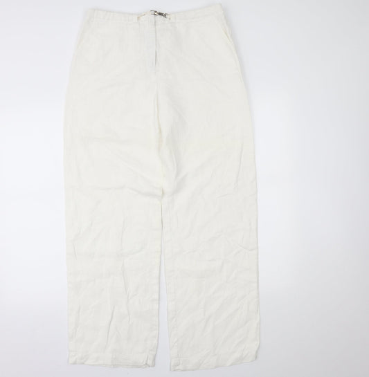 Molton Womens White   Trousers  Size 14 L28 in