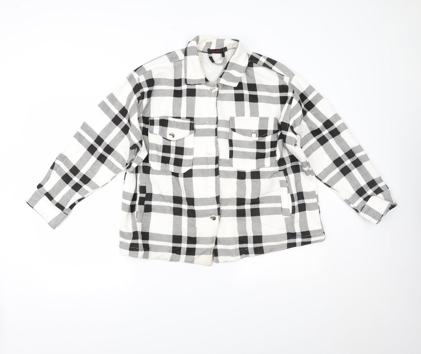 crazy girls Womens White Plaid  Jacket  Size S