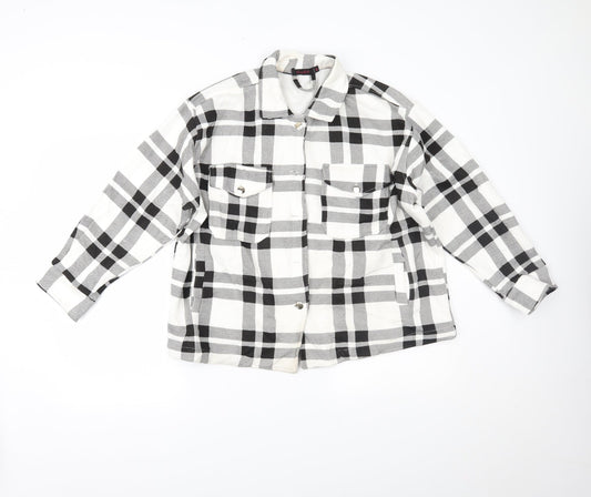 crazy girls Womens White Plaid  Jacket  Size S