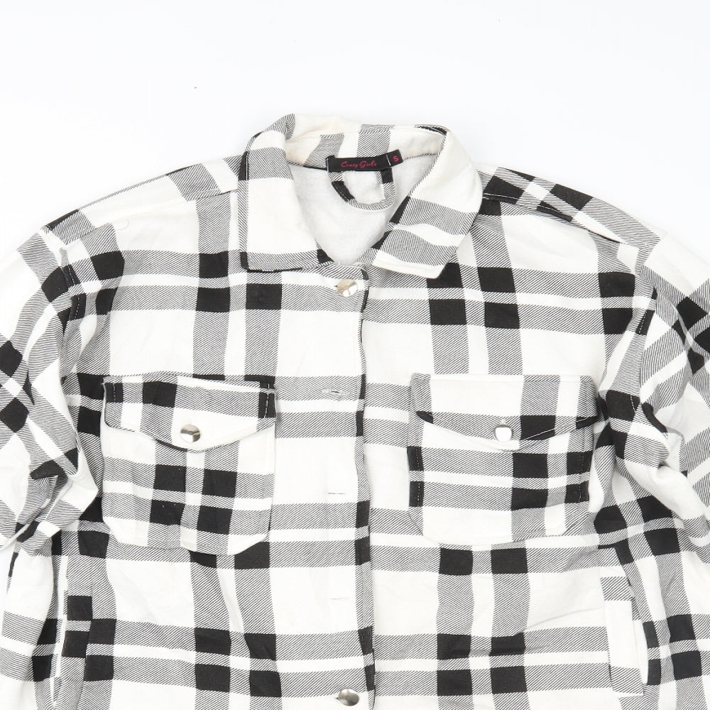 crazy girls Womens White Plaid  Jacket  Size S