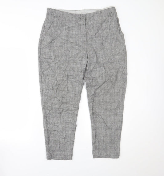 Marks and Spencer Womens Grey Houndstooth  Trousers  Size 14 L23 in