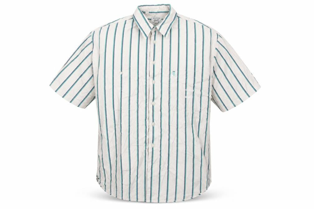 Aviator Mens Beige Striped   Button-Up Size L