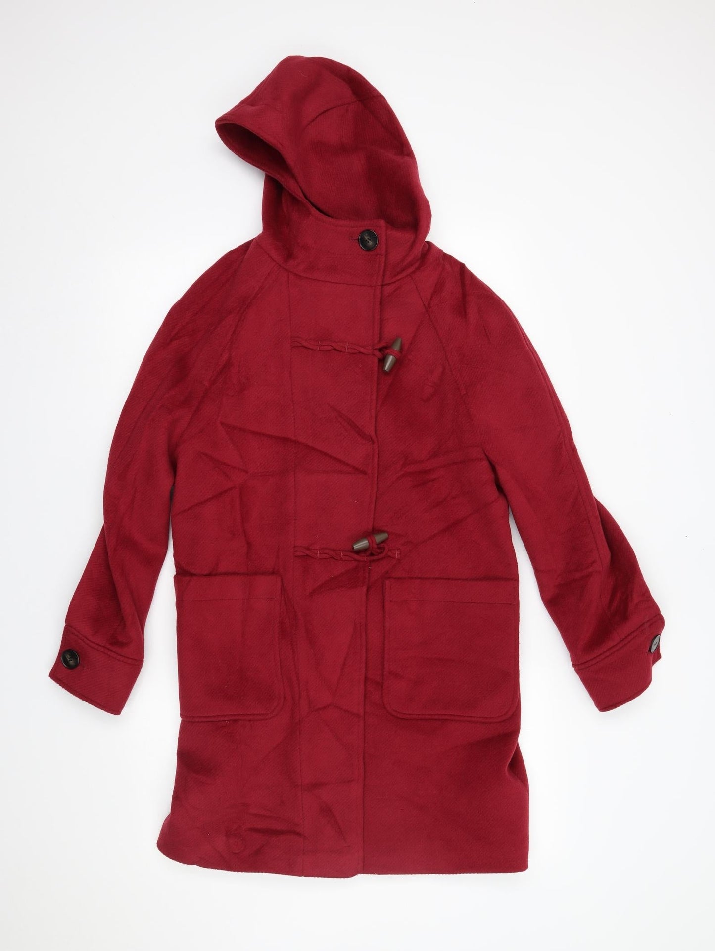M&S Womens Red   Overcoat Coat Size 8