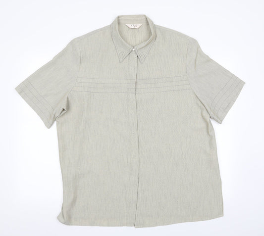 ELVI Mens Beige Striped   Button-Up Size XL