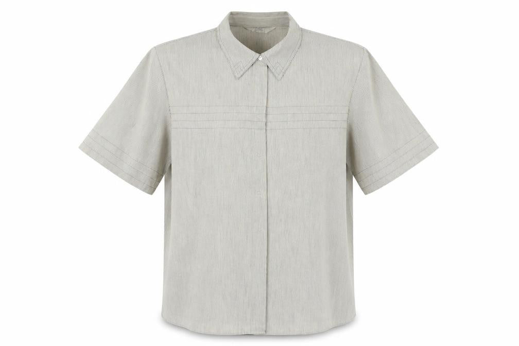 ELVI Mens Beige Striped   Button-Up Size XL