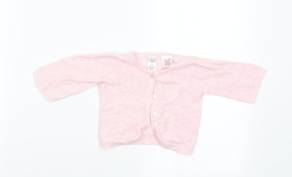 Additional front view of Gap girls’ pink cardigan jumper, size 0-3, months